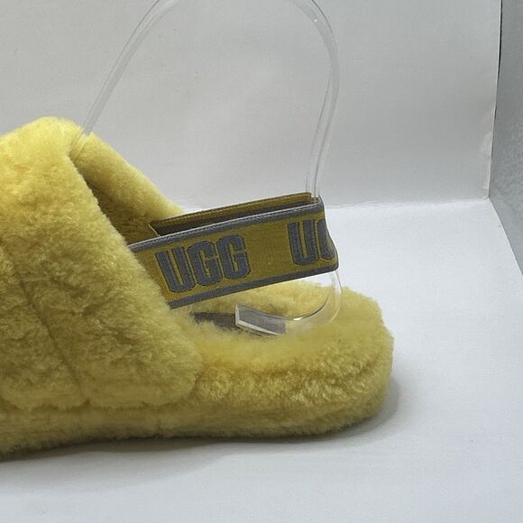 UGG Kids Fluff Yeah Slide Slippers Yellow Sheepskin Youth Size 13 1098494K - Picture 7 of 16